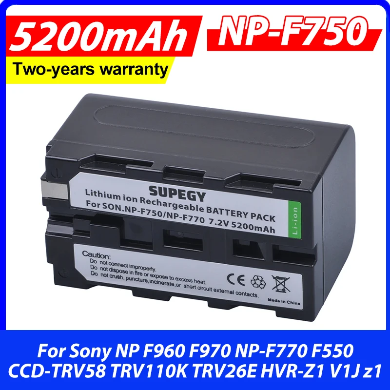 NEW 5200mAH 1Pc NP-F750 NP F750 F730 F770 Battery for Sony NP F960 F970 NP-F770 F550 CCD-TRV58 TRV110K TRV26E HVR-Z1 V1J z1