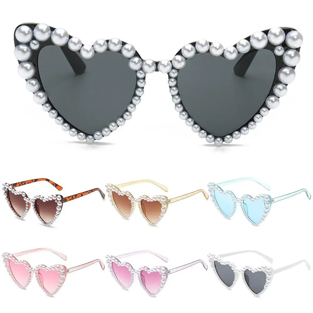 

Beach Eyewear UV400 Heart Sunglasses Party Glasses Shades Pearls Sun Glasses