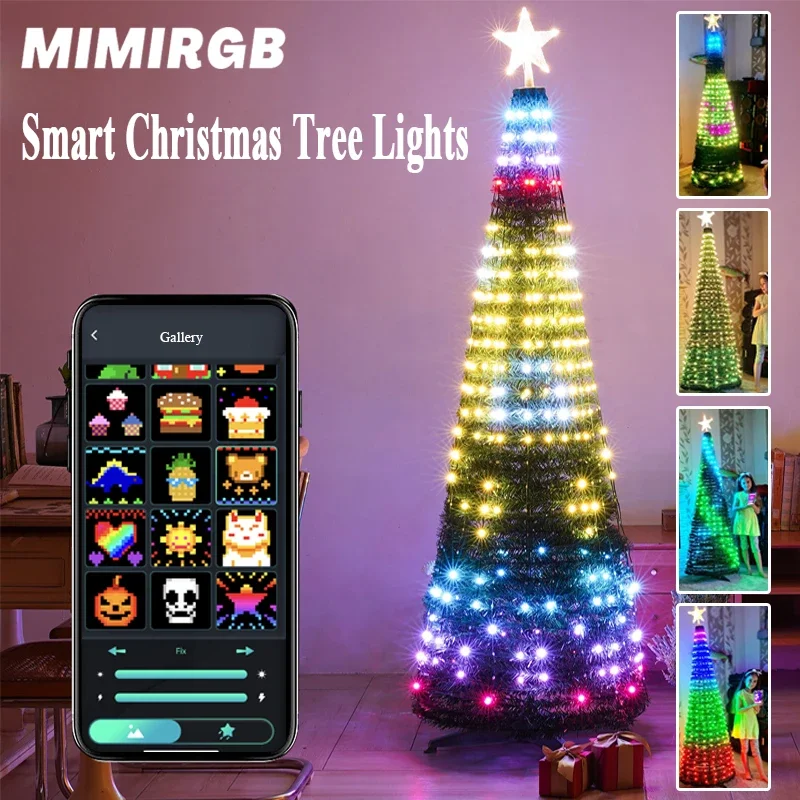 

Smart Christmas Tree Lights App DIY Text Pictures Music Rhythm LED RGB String Lights Bluetooth Control LED Christmas Lights
