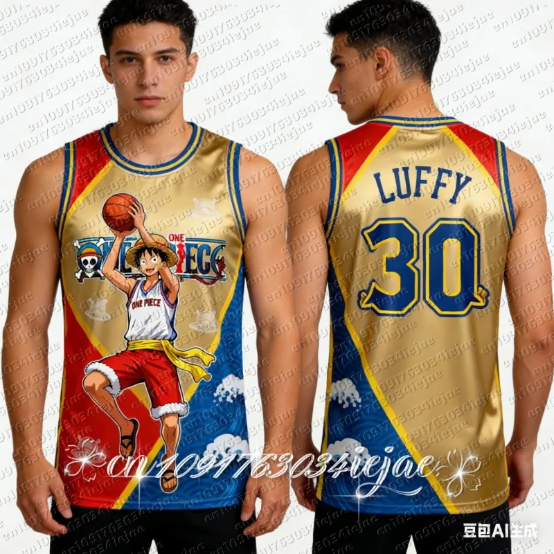 2026 Neue One Piece Special Edition Basketball-Trikot-Weste Luffy 3D-Druck Erwachsene Herren Basketball-Weste Kinder Atmungsaktives Sweatshirt