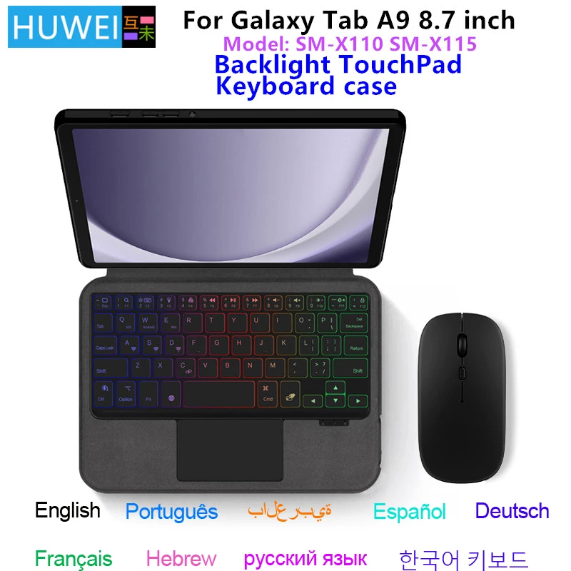 

Чехол HUWEI Magic Keyboard для Samsung Galaxy Tab A9 8,7-дюймовый смарт-чехол для Galaxy Tab A9 SM-X110 SM-X115 X117 8,7-дюймовый чехол для планшета