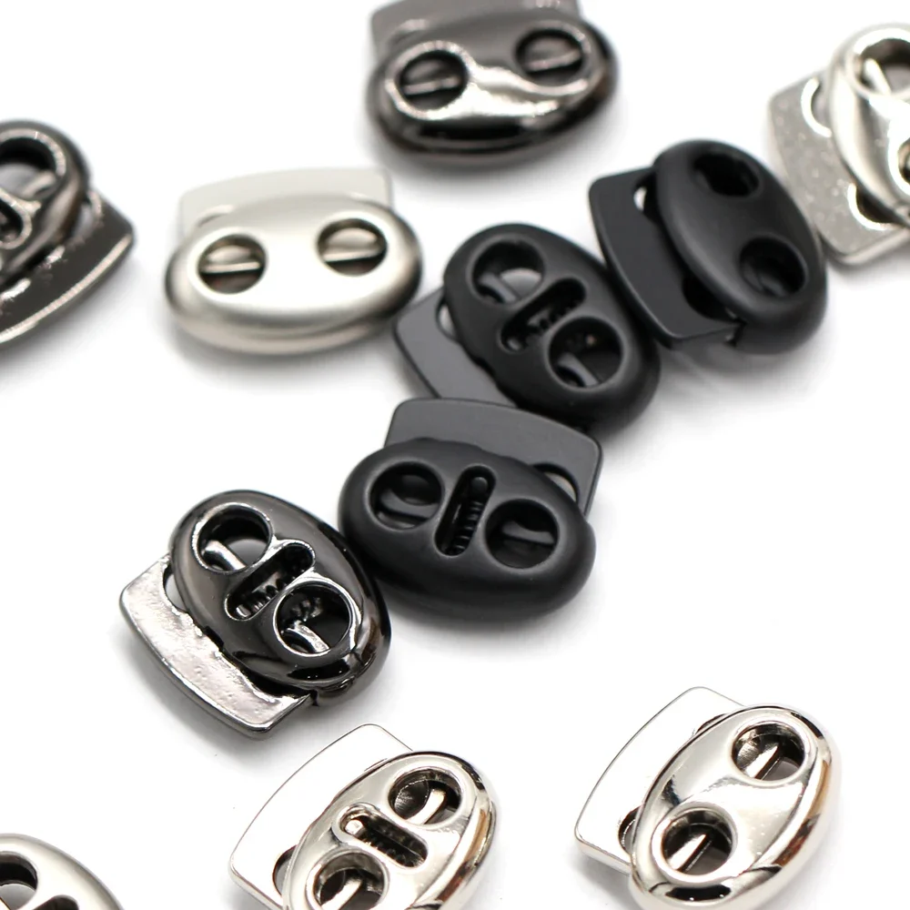 10Pcs Shock Cord Rope Stopper Alloy Spring Buckles For Clothing 2 Holes Replacement Hoodie DIY Supplies Bag Accessories