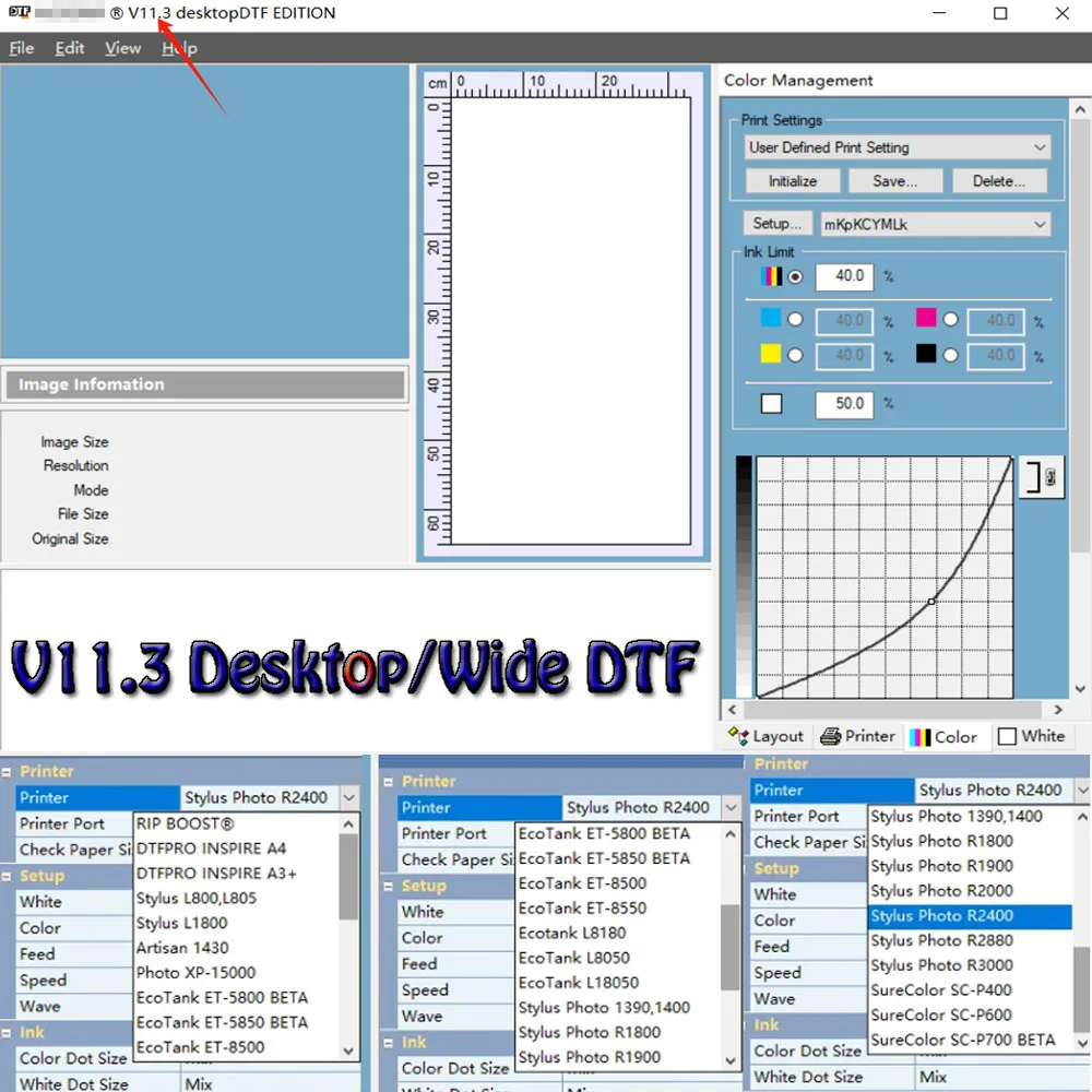 

11.3 DTF Software Printer V11.3 For Epson EcoTank ET-5800 ET-5850 ET-L8180 L18050 RIP V11.3 Desktop L8050 Wide DTF USB Dongle