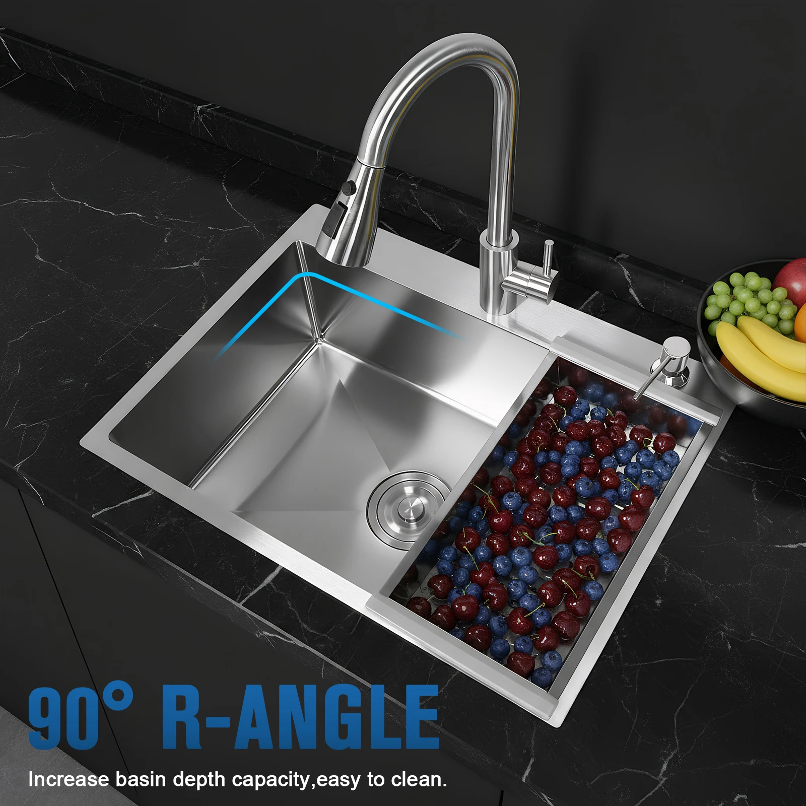 

Stainless Steel Sinks Drop-In Single Bowl Kitchen Sink with Faucet and Multiple Accessories for Laundry Room Bathroom Farmhouse