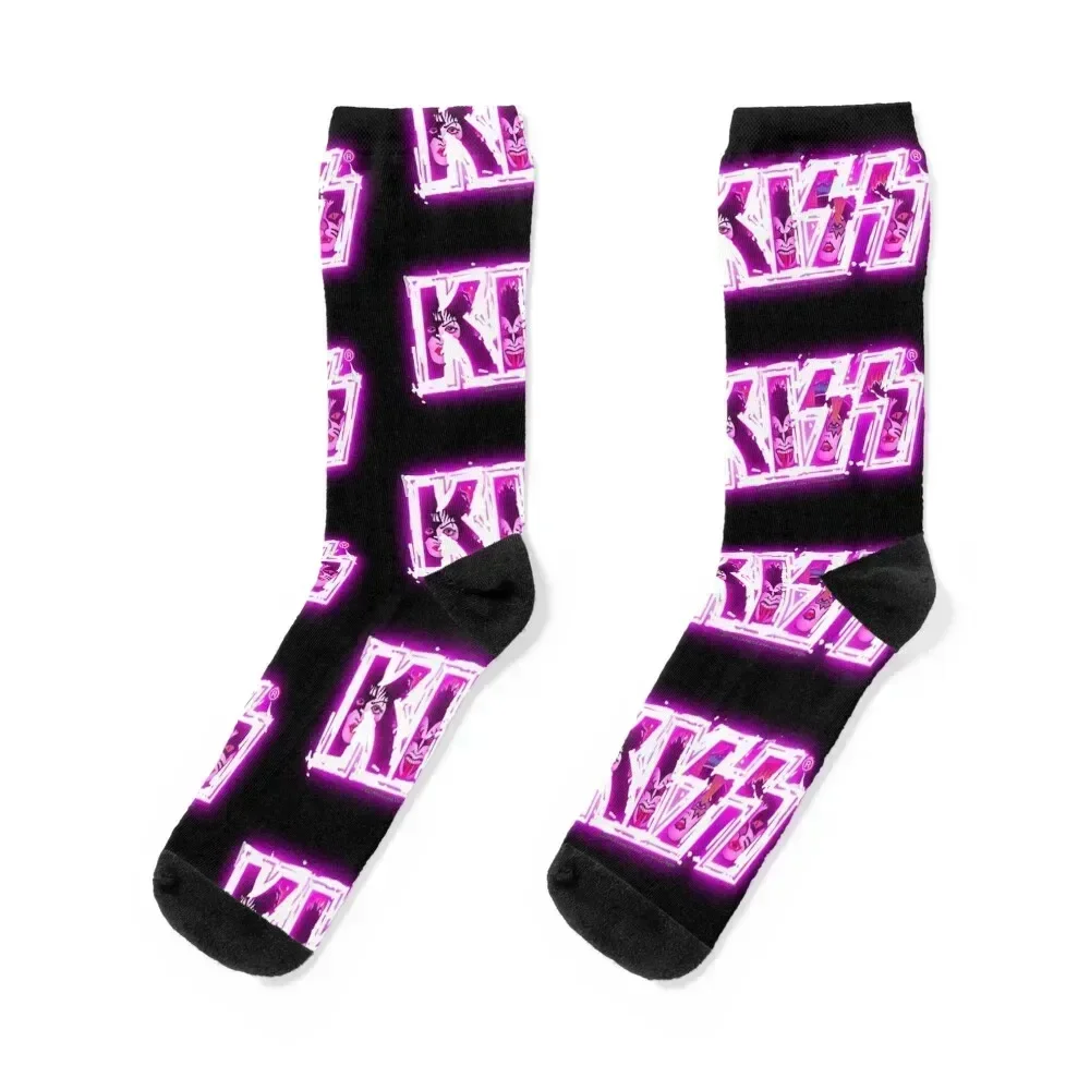 

KISS  rock music band - Rock and Roll Over Scratchy Pink Socks shoes loose halloween essential Socks Ladies Men's