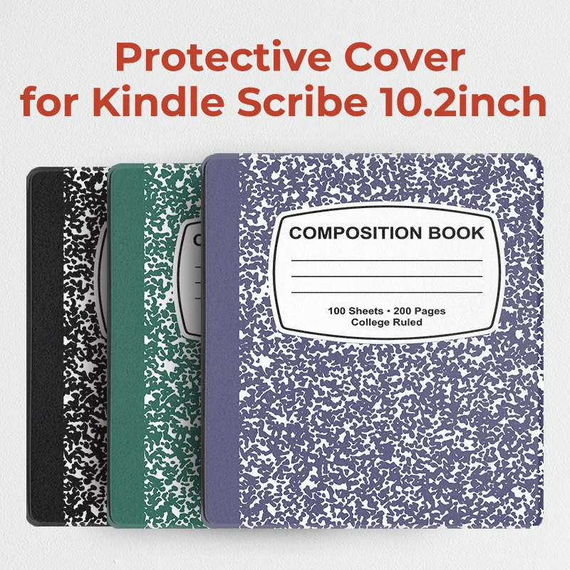 Twosheep Case for Kindle Scribe 2024 and 2022 Hard Shell Magnetic Flip Auto Sleep Wake with Pen Holder 10.2inch Composition Book