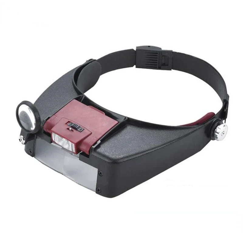 Headband Magnifier Glasses, 1.5x 3X 8.5x 10x Eyewear Magnifying Glasses with 2 LED Lights Lamp Head Magnifier Loupe For Repairs