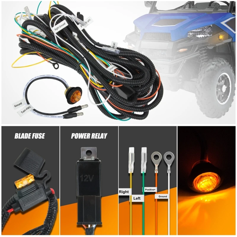 UTV/ATV Turn Signal Lamp Horn Kit Universal Street Legal With Toggle Switch and Horn Kit Fit for Polaris Can-Am