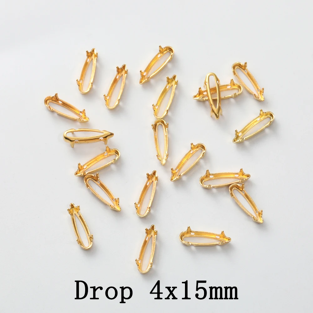 20pcs 50pcs Needlework Accessories Rhinestone Frame Oval Round Claws Thicken Copper Sewing Claws Loose Stones Base Container