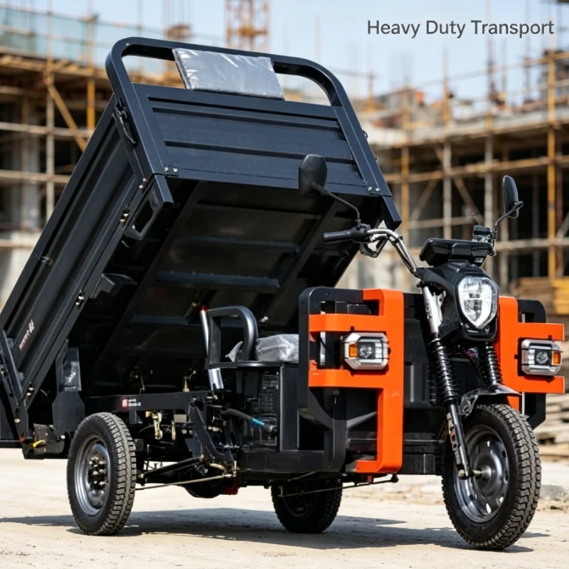 Electric Cargo Tricycle Heavy Duty Dump Truck Three Wheel Motorcycle Farm Transport Vehicle High Power Utility Trike
