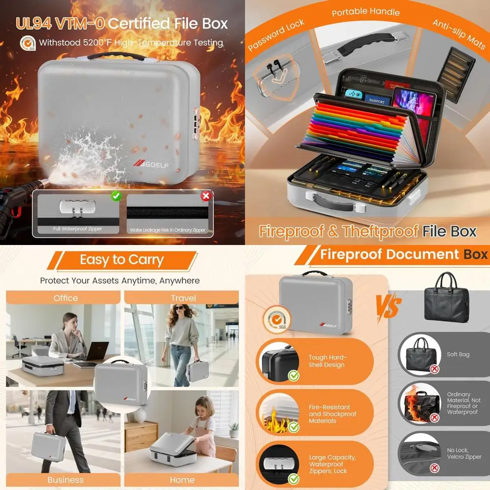 

Waterproof Hard Case for Secure Storage of Documents, Certificates, Laptops, and Passports (Silver)