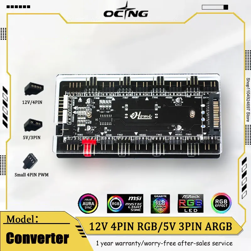 

Ocng HUB RGB 12 В 4-контактный до 5 В 3-контактный контроллер Божественный свет Синхронный ШИМ-контроль контроля температуры Конвертер Эльфы Кабель-адаптер