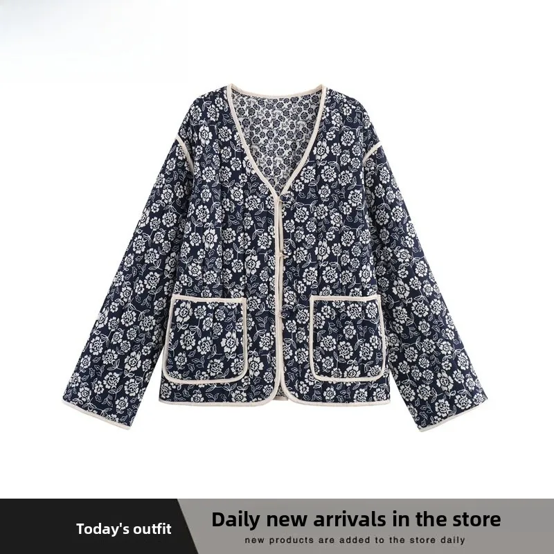 

Модный двусторонний хлопковый пиджак для женщин, осенне-зимняя новинка, универсальный длинный пальто-жакет с V-образным вырезом