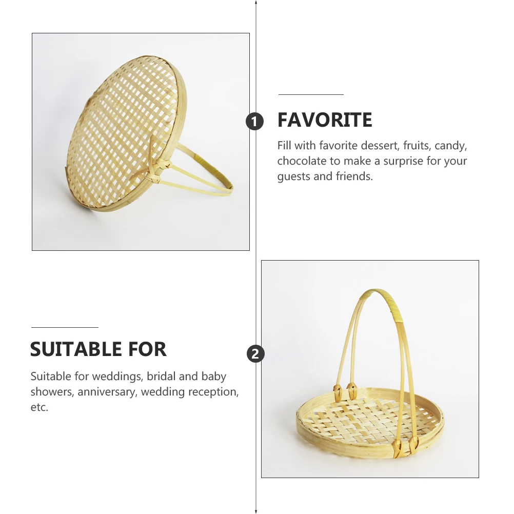 

Bamboo Woven Basket Handmade Fruit Storage Organizer Classic Dessert Basket Countryside Style Decorative Container For Wedding