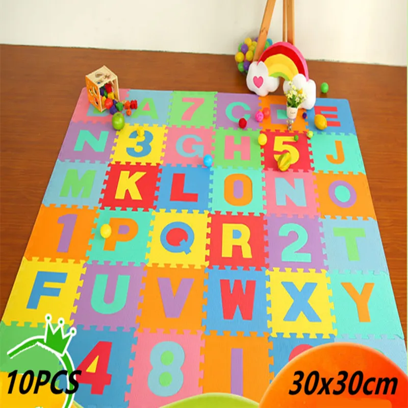 10PCS 30x30cm Baby Play Mats Puzzle Mat Baby Game Mat Kids Carpet Foot Mat Playmat Baby Rug Floor Mats Playmat Letter Puzzle Mat