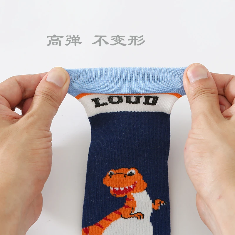 Chaussettes de sport dessin animé dinosaure pour enfants, mi-casquette, petits garçons, 4 saisons, 1 à 12 ans, printemps et automne