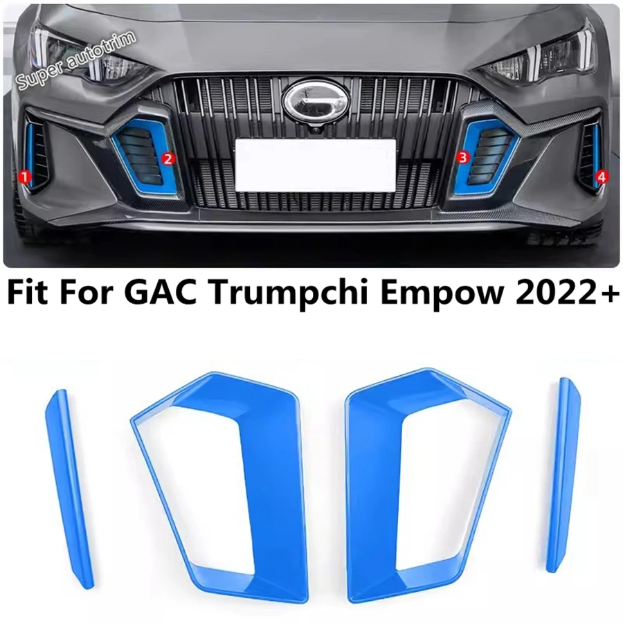 Front Fog Lights Lamps Eyelid Eyebrow Air Inlet Decoration Cover Trim For GAC Trumpchi Empow 2022 - 2024 Blue Black Accessories