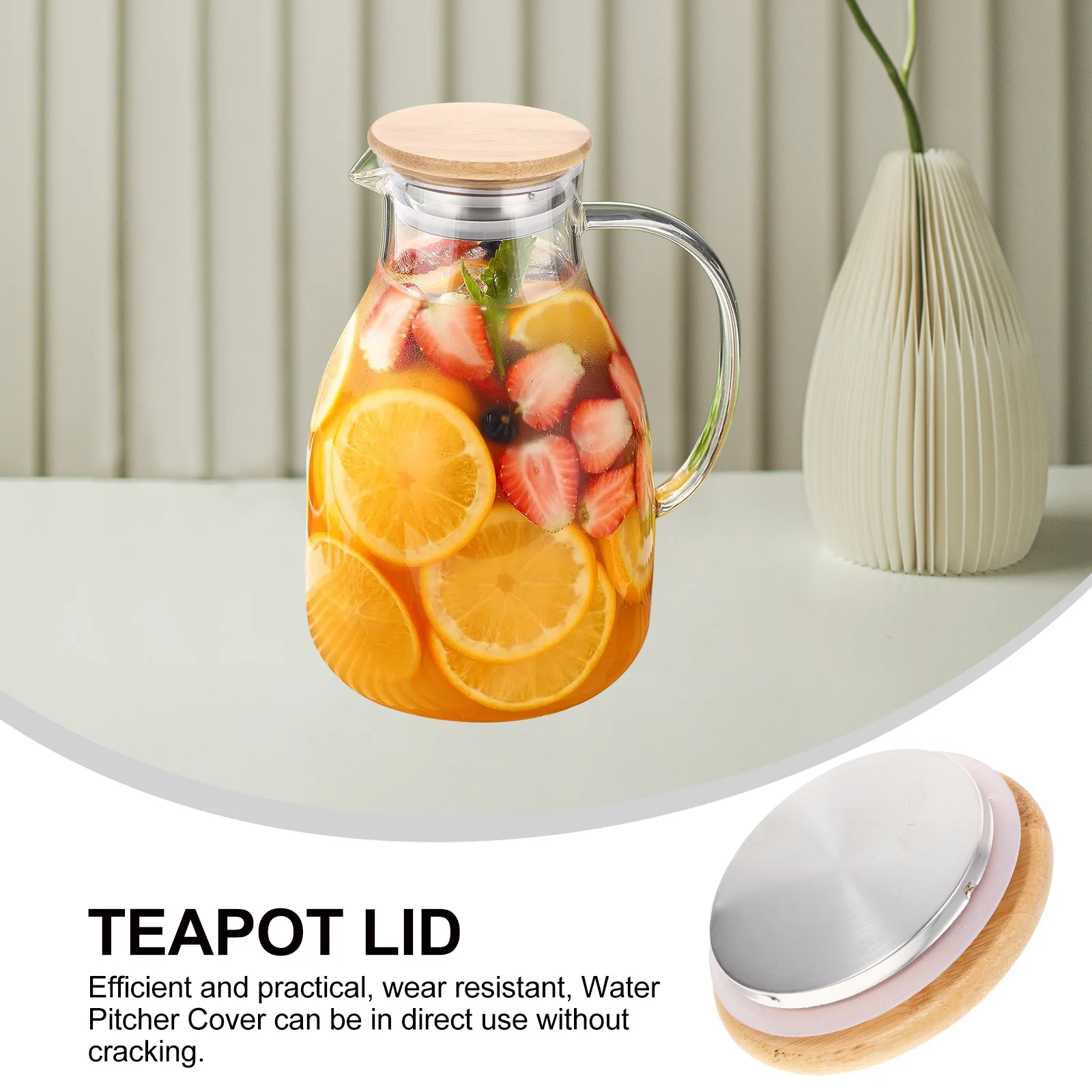 

Бамбуковая деревянная крышка кувшина, сменная износостойкая крышка кувшина для воды, бытовой кухонный аксессуар, уплотнительная крышка для банки