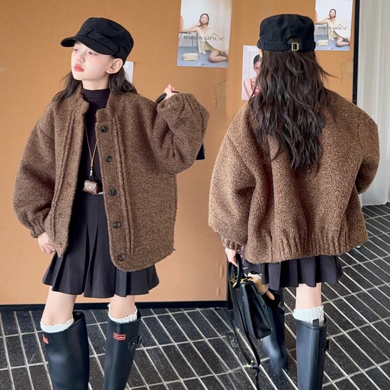 

Winter Baby Girls Clothes Faux Fur Coat Fleece Jacket Warm Coat Child Lamb's Wool Jackets For Girls Winter Fleece Outerwear