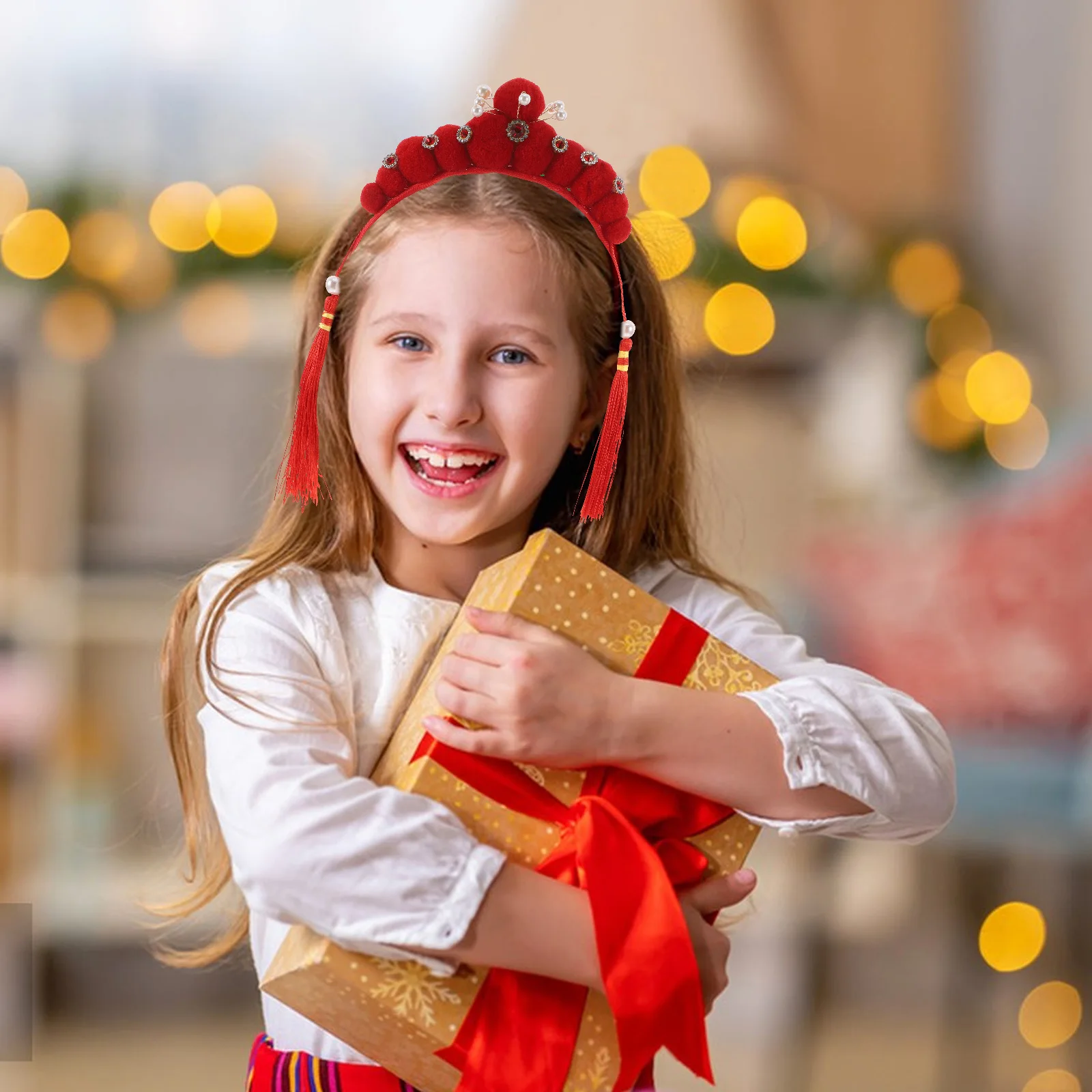 

Chinese Opera Style Headband With Tassels Pearls Traditional Headdress For New Year Party Role Play Hanfu Costume Accessories