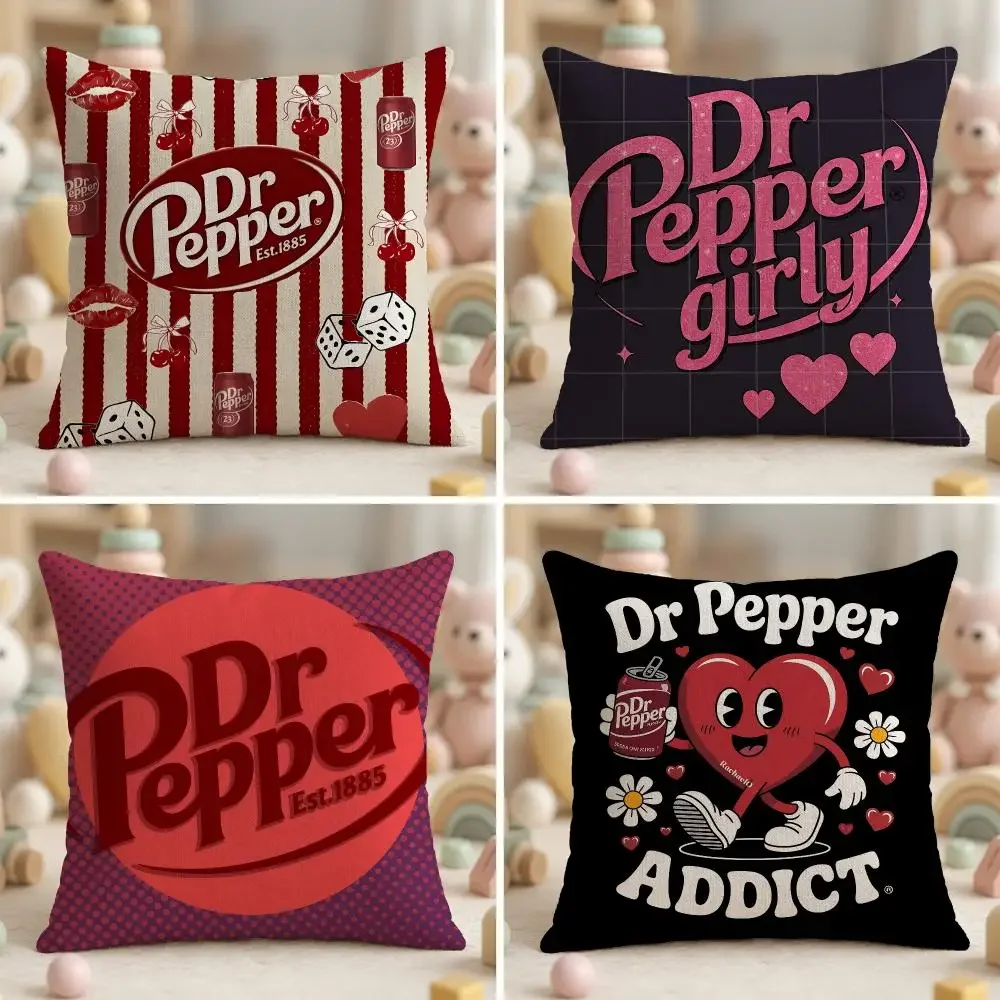Fashion Hot D-Dr PepperS Vintage Cushion Cover Soft Plush Fabric Double-Sided Printed Pillowcase for All Seasons Home Decor