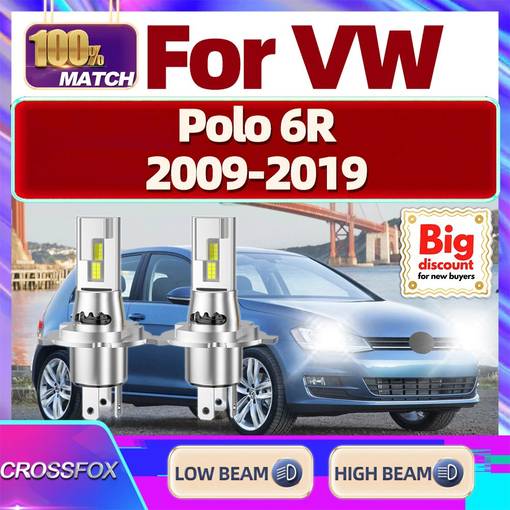 

CROSSFOX【For VW Polo 6R 2009-2019】2X Upgrade Turbo Canbus Car LED Headlight Bulb Ultra Bright High Low Beam Headlamp Ampoule