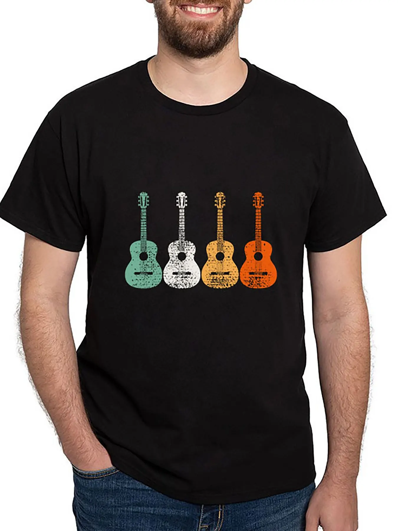 Acoustic guitar 117322 funny Men’s Short Sleeve Graphic T-shirt Collection black