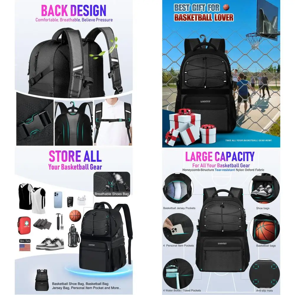 

Сумка-рюкзак для баскетбола с отделением для мяча и обуви, большая спортивная сумка для баскетбольных аксессуаров