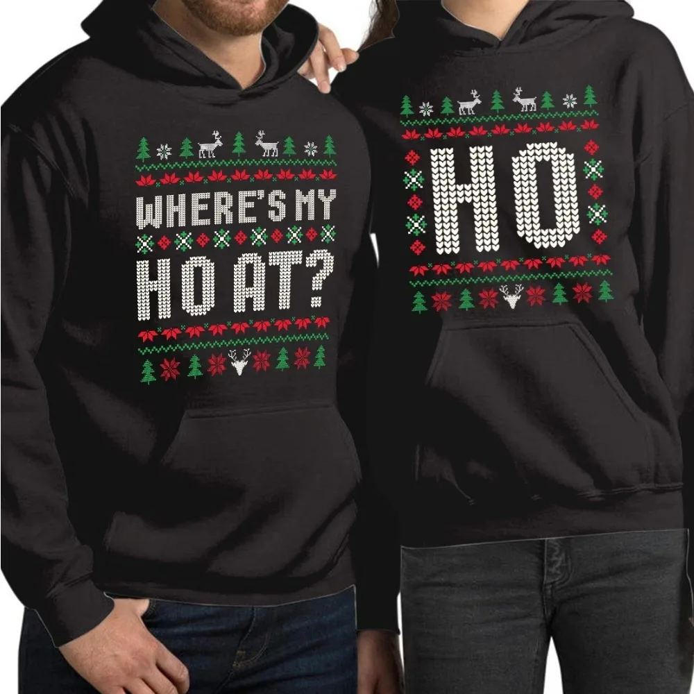 أين هو ماي هو في عيد الميلاد المضحك مطابقة الأزواج هوديس عيد الميلاد الرجال النساء عارضة مهرجان ازياء عيد الميلاد الأسرة بلوزات