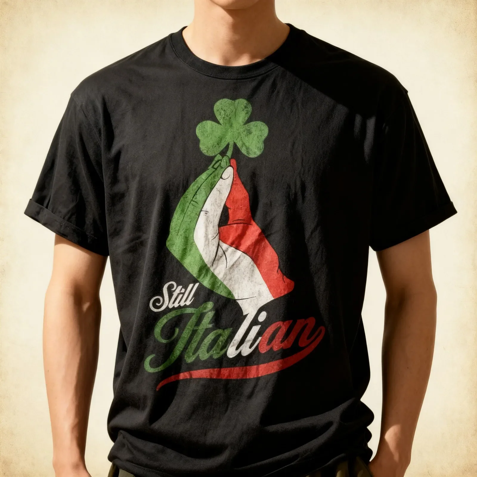 Funny Still Italian Shamrocks Hand Clover St Patricks Day T-Shirt