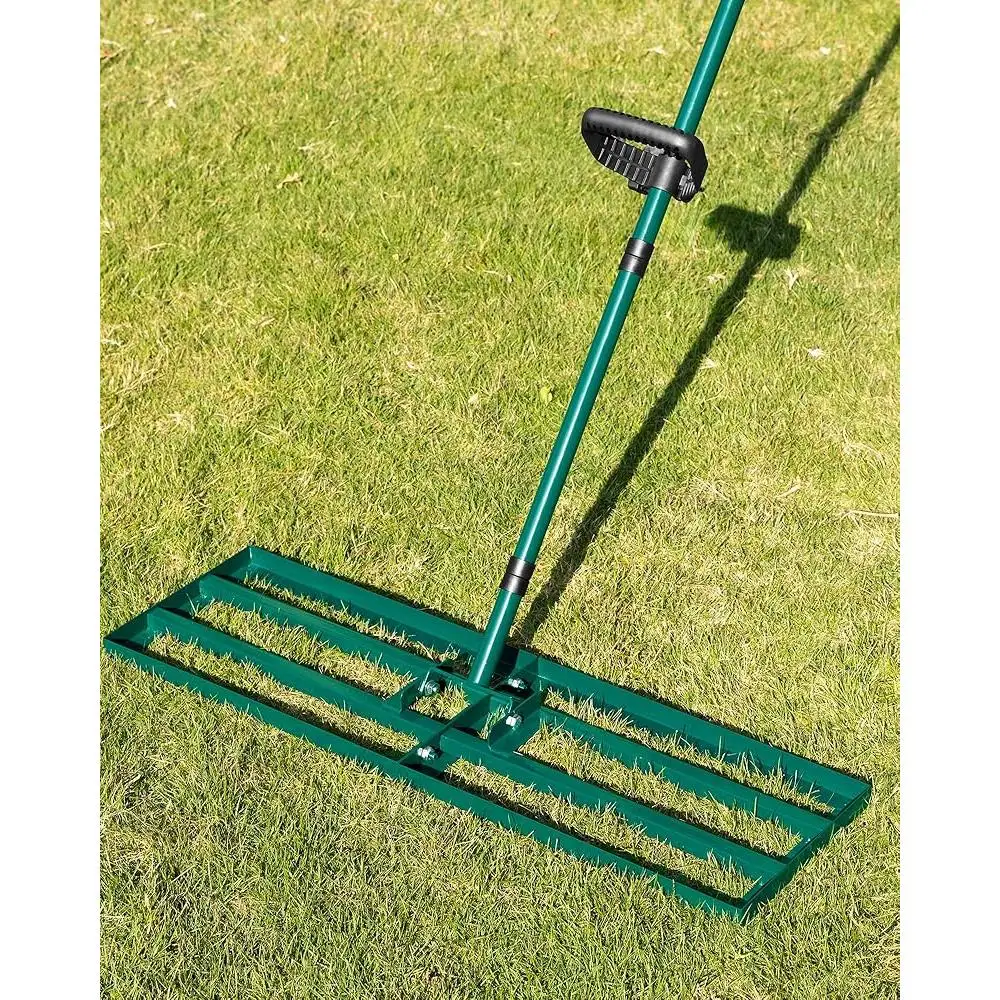 

Lawn Leveling Rake 33x10 Inch Adjustable Handle Garden Tool Ergonomic Yard Rake Stainless Steel Durable Landscape Leveler