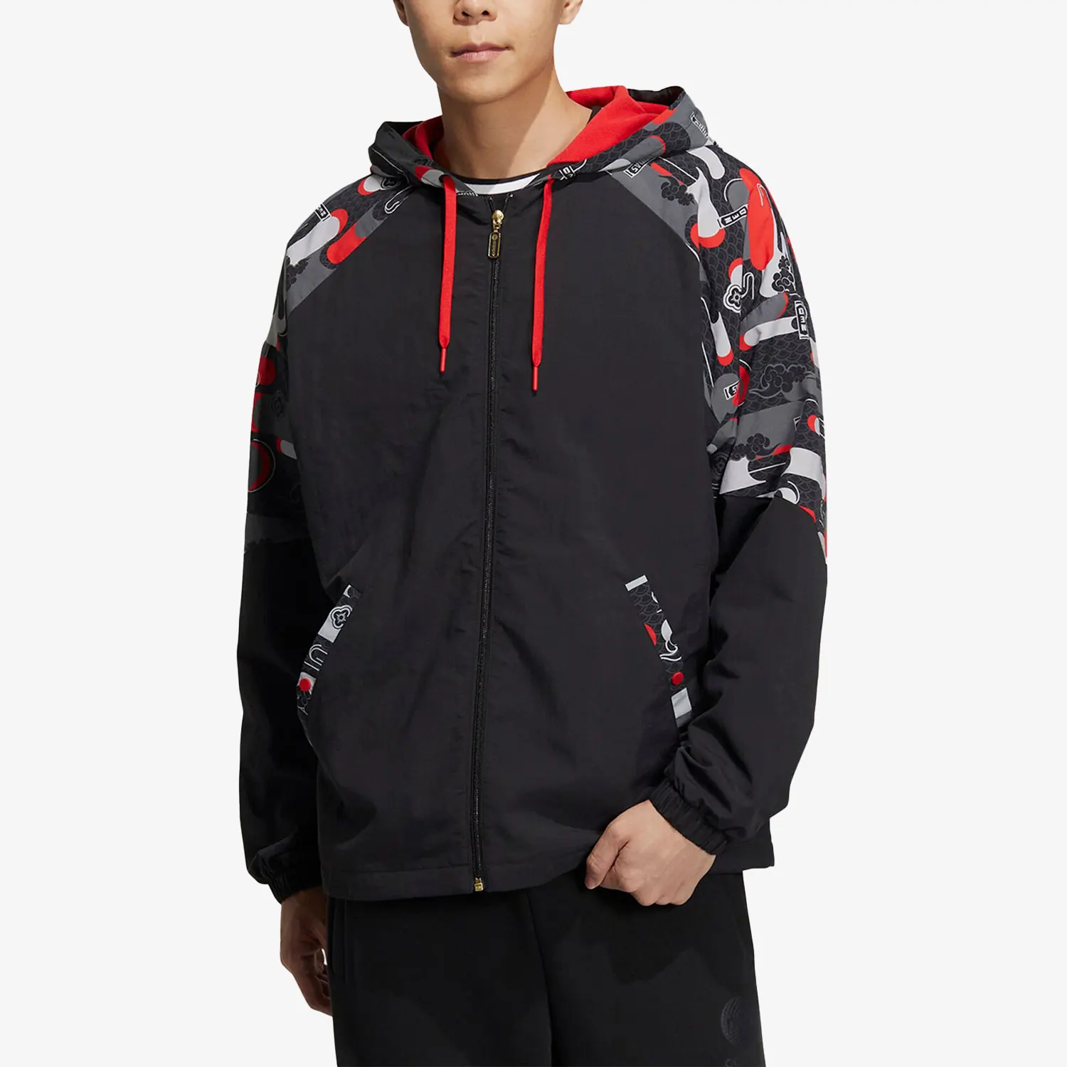 

Adidas genuine partner illustration style woven sport men's hooded jacket IQ1576