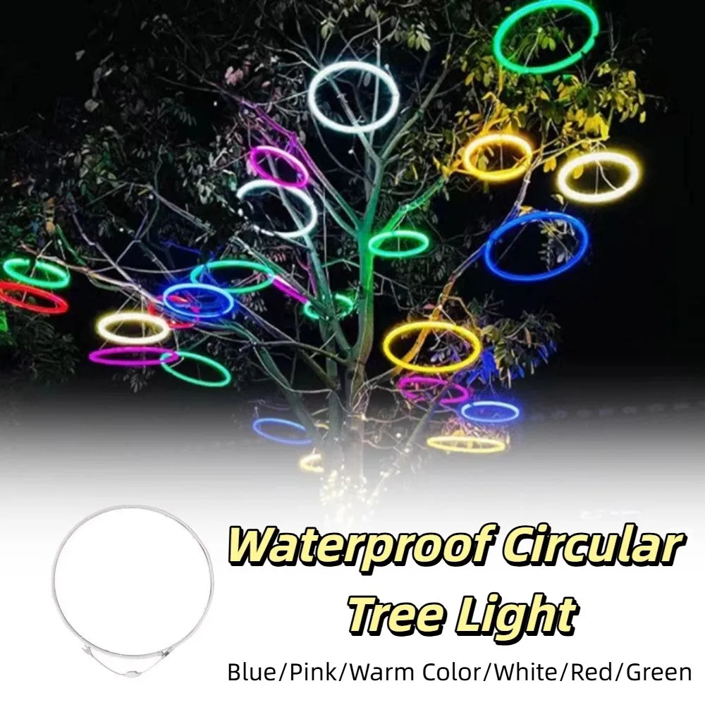 Waterproof Circular Tree Light LED Wishing Ring Shape Luminous Ring Festive Style Hanging Design Festival Light