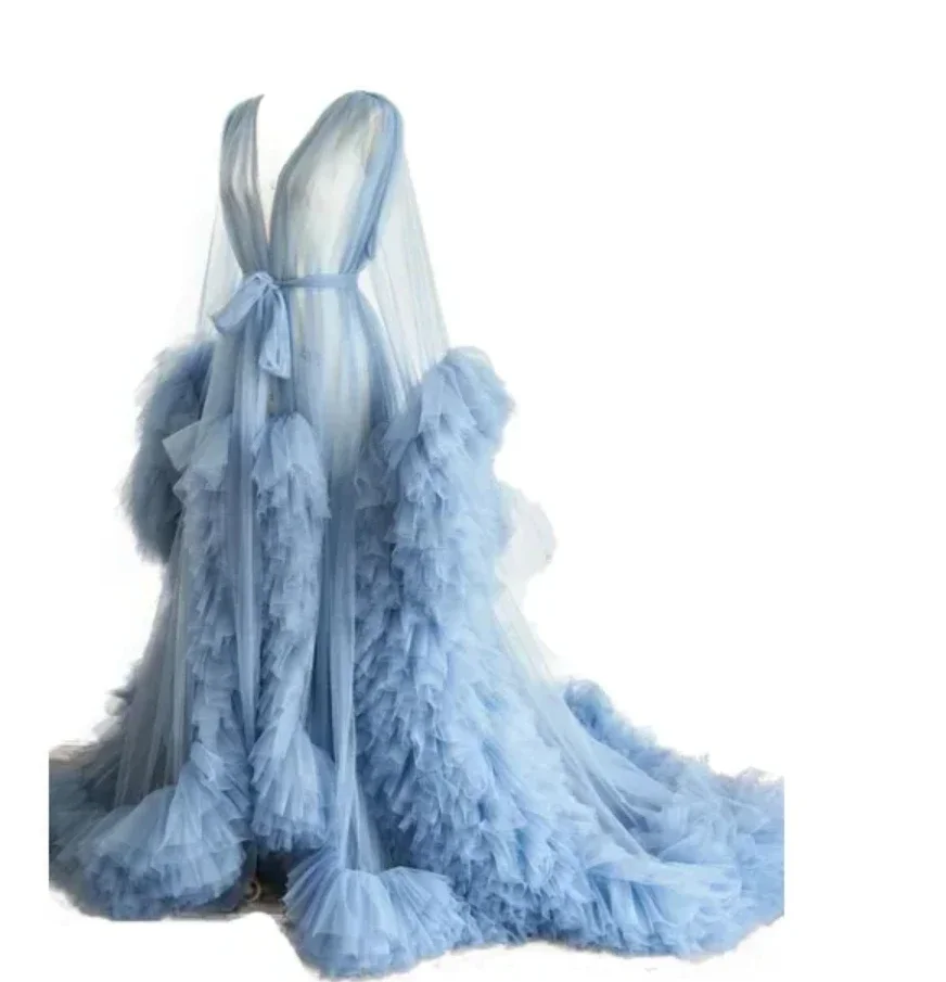 Robe Longue en Tulle pour Femme, Tenue de Grossesse Bouffante, Vêtements de Nuit Personnalisés