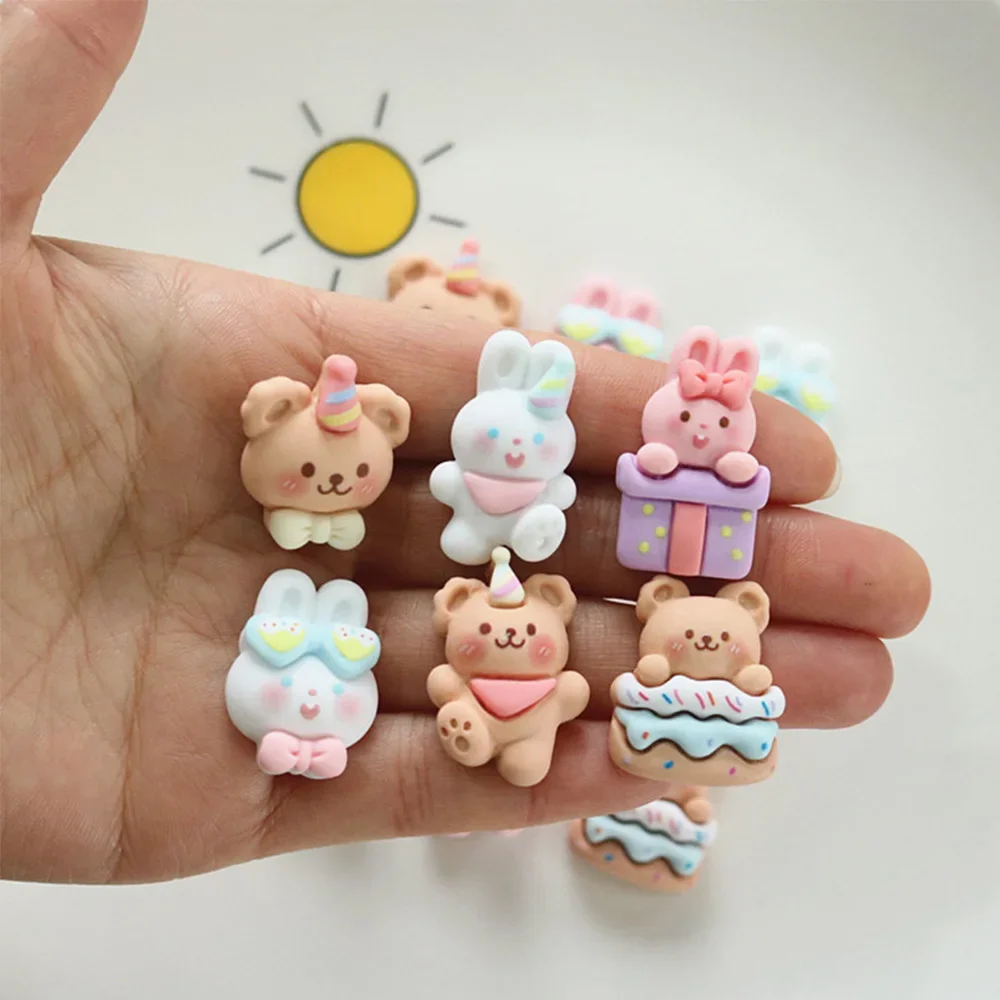10 قطعة صندوق هدايا Kawaii سلسلة أرنب راتنج مسطح كبوشن ل دبوس الشعر سكرابوكينغ DIY بها بنفسك مجوهرات الحرفية اكسسوارات الديكور