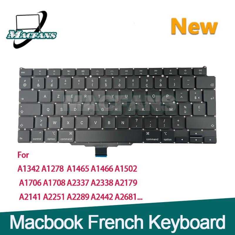 

Laptop French Keyboard For Macbook A1398 A1466 A1706 A1707 A2141 A2442 A2485 A2251 A2289 A2179 A2337 A2338 A2681 A2941