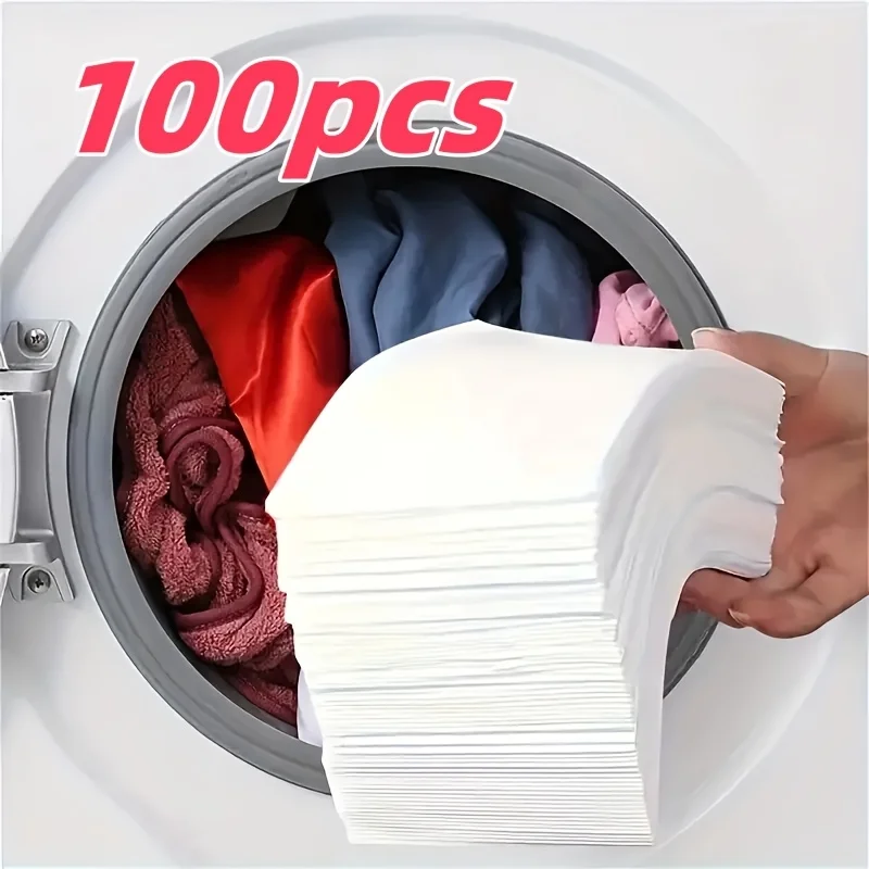 100 Stück Color Catcher Sheet Proof Color, Absorptionspapier Anti-Tuch, gefärbte Wäsche Color Run Remove Sheet, in Waschmaschine