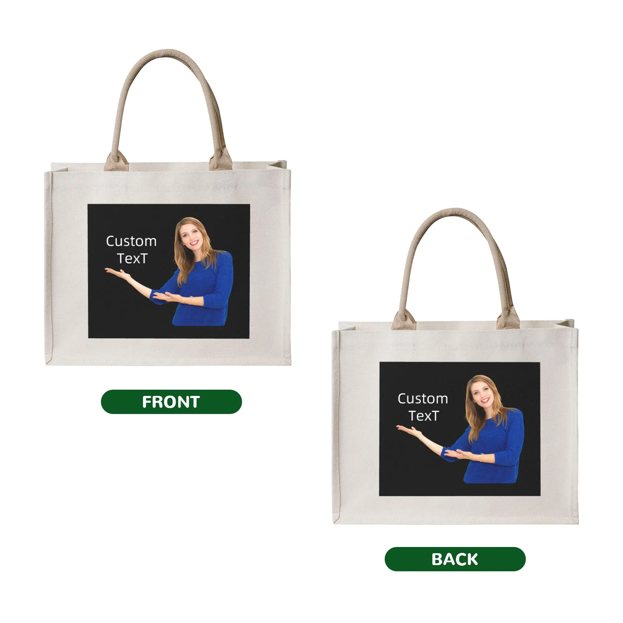 Funny Printing Custom your design Personalized Face Photo  Shopping Tote Bags Portable Shopper Shoulder Customized Logo  Handbag