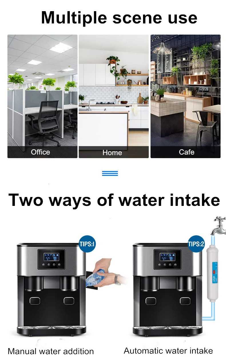 110V Commercial Ice Maker Machine, 16KG/24H Stainless Steel Under Counter ice Machine with Ice Storage Capacity, Freestan