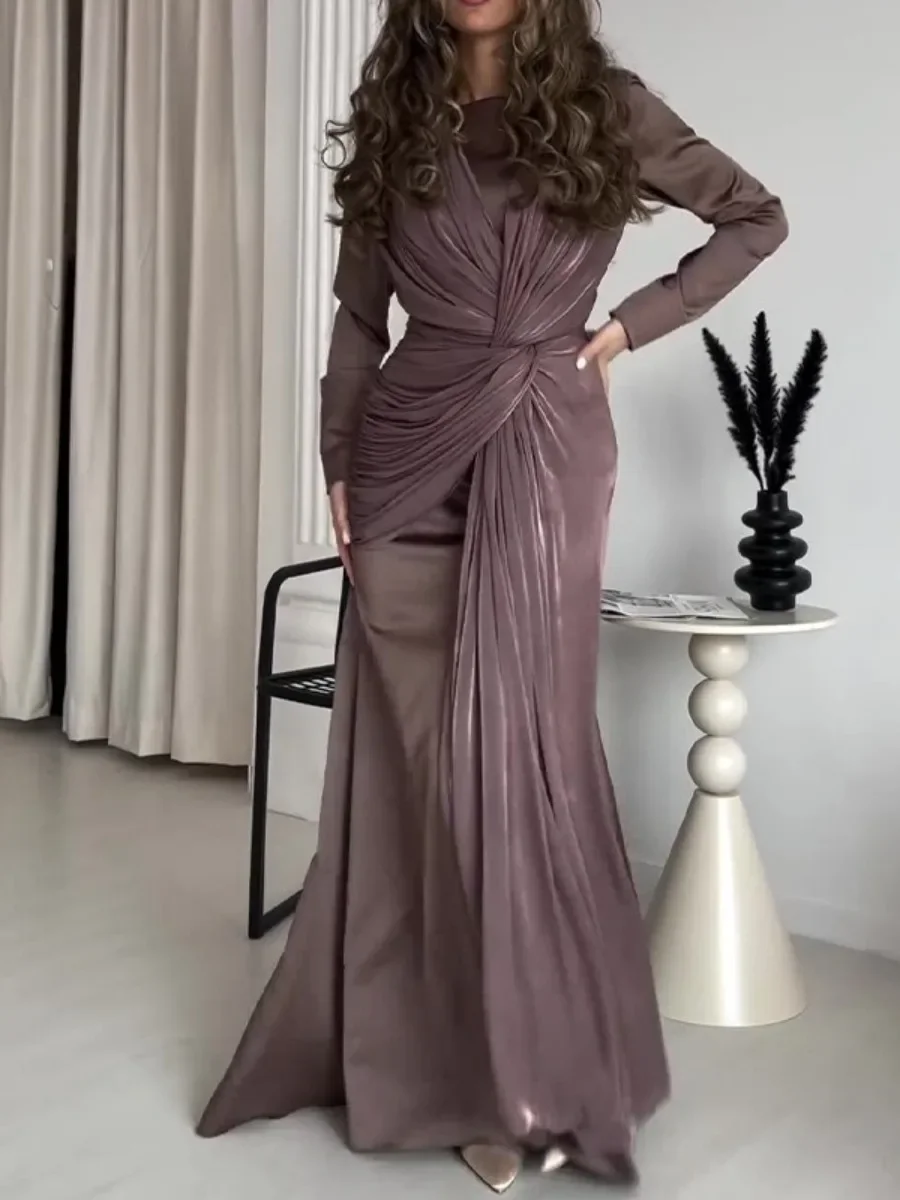 Eid มุสลิมชุด Abaya Silky มุสลิมชุดยาว Vestidos Largos Party Caftan Jalabiya Ramadan ดูไบ Kaftan อาหรับ Robe 2025