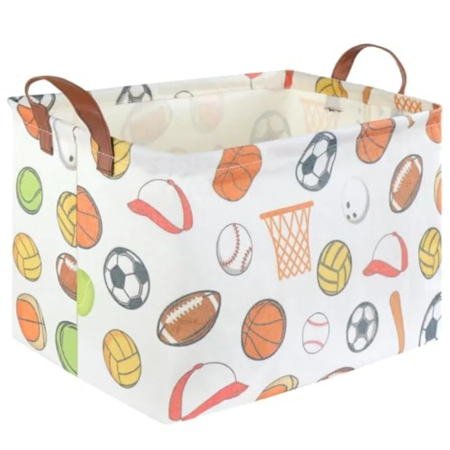 

Rectangular Ball basket, Storage Bins, Foldable and waterproof canvas kids basket organizer, Boys toy box, boys Room Decor, she