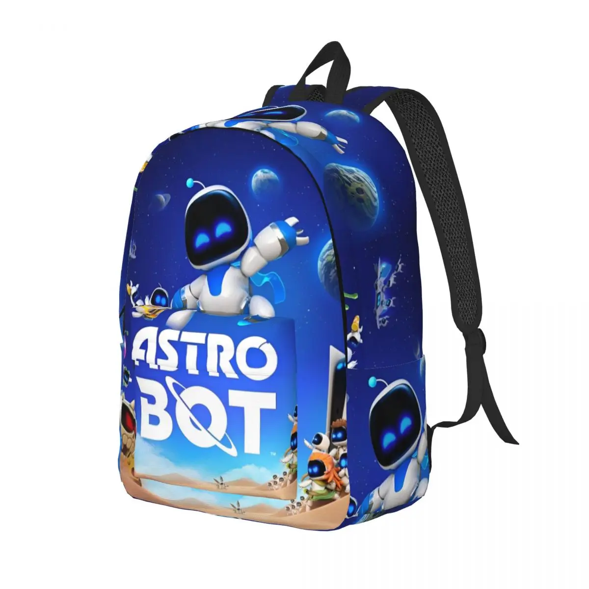 Astrobots jogo mochila para homens mulheres moda ensino médio caminhadas viagem daypack portátil bolsa de ombro presente