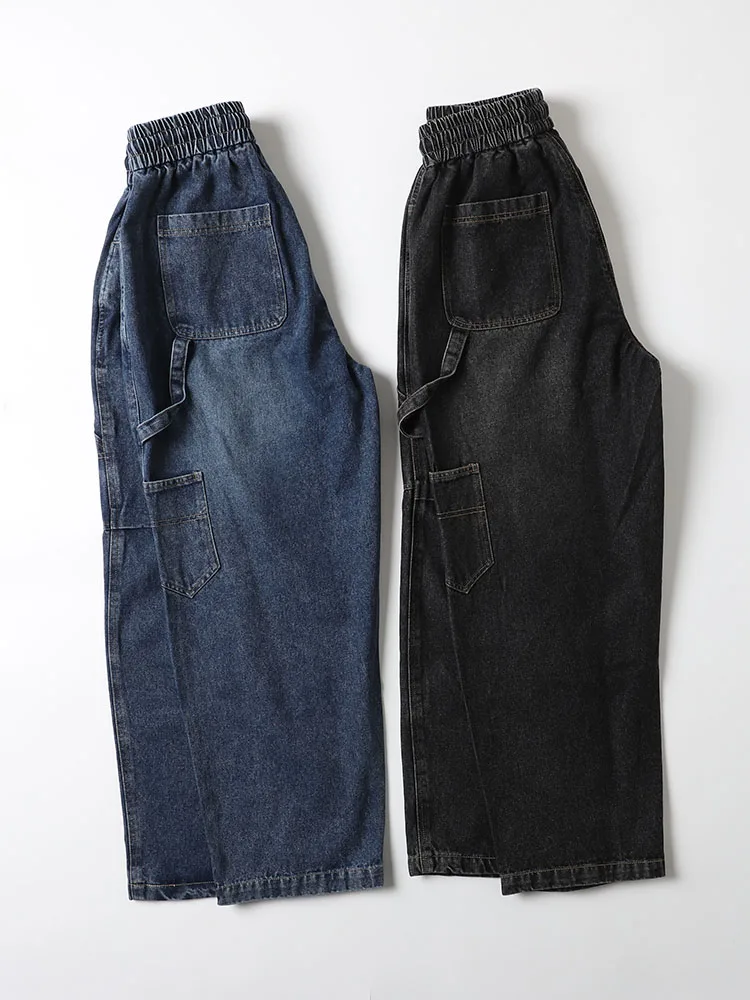 

Retro Waed Multi ket Relaxed Fit 3D Tailored Long Trousers Jeans Loose Cone ape Vegetable Stem Pants Youth Faion