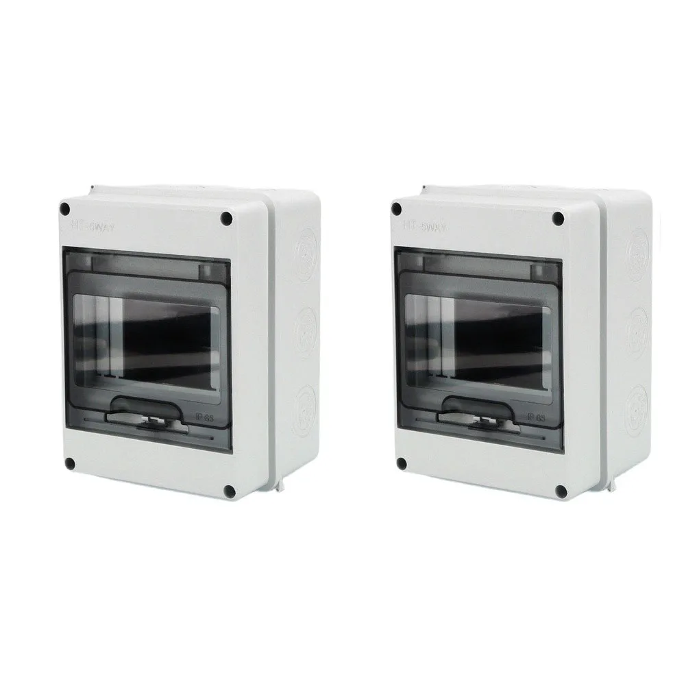 Waterproof Junction Box 2pcs IP65 Rated 5-Module ABS Circuit Breaker Enclosure 152x110x93mm for Indoor Outdoor Installation