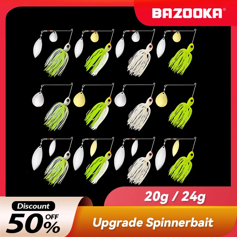 

Bazooka Spinnerbait Fishing Lure Double Willow Metal Hard Sequins Spoon Wobblers Wire Bait Spinner Set Catfish Bass Pike Winter