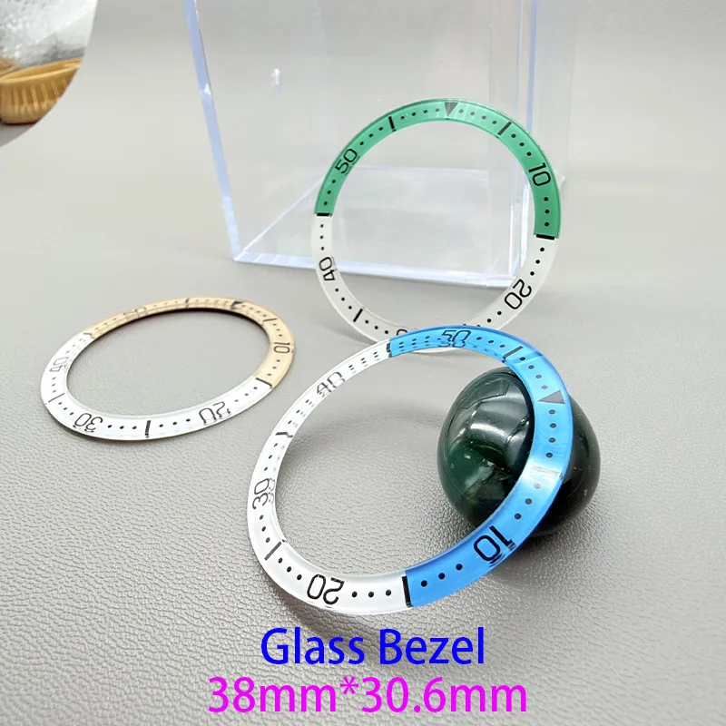 38mmx30.6mm Glass Curved Bezel Insert Fits SKX007 SKX009 SRPD Watch Case NH36 NH35 Movement Watch Ring Modified Parts