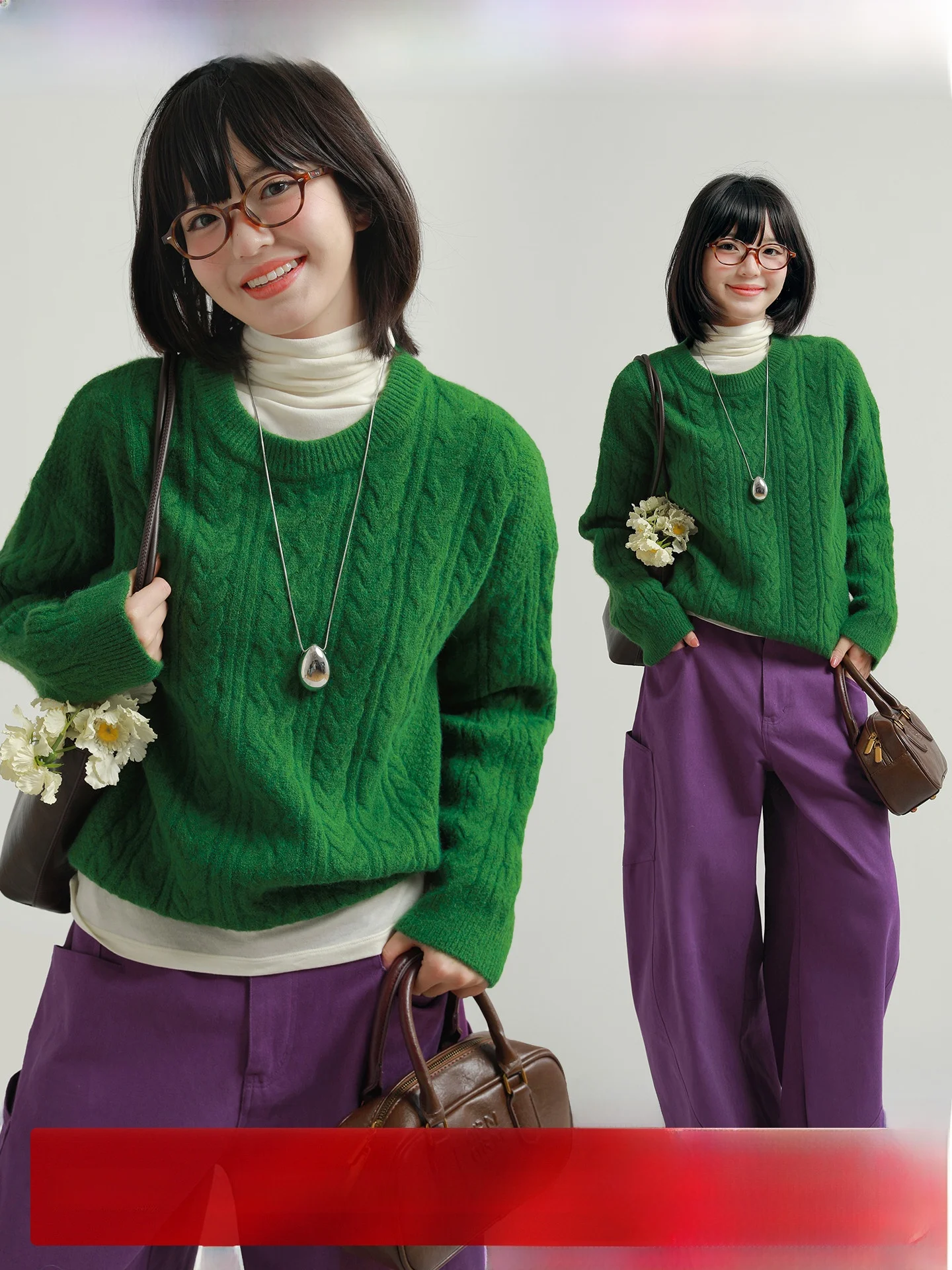 

Retro Twist Knit Sweater Women's Loose round Ne een Knitted Top Autumn Winter Faion Soft Polyester Nylon Blend Long Sve