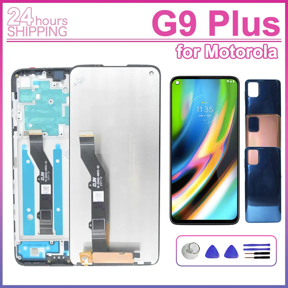 Phone LCD for Motorola Moto G9 Plus LCD Display Touch Screen Digitizer Assembly Replacement with Frame for Moto G9 Plus XT2087