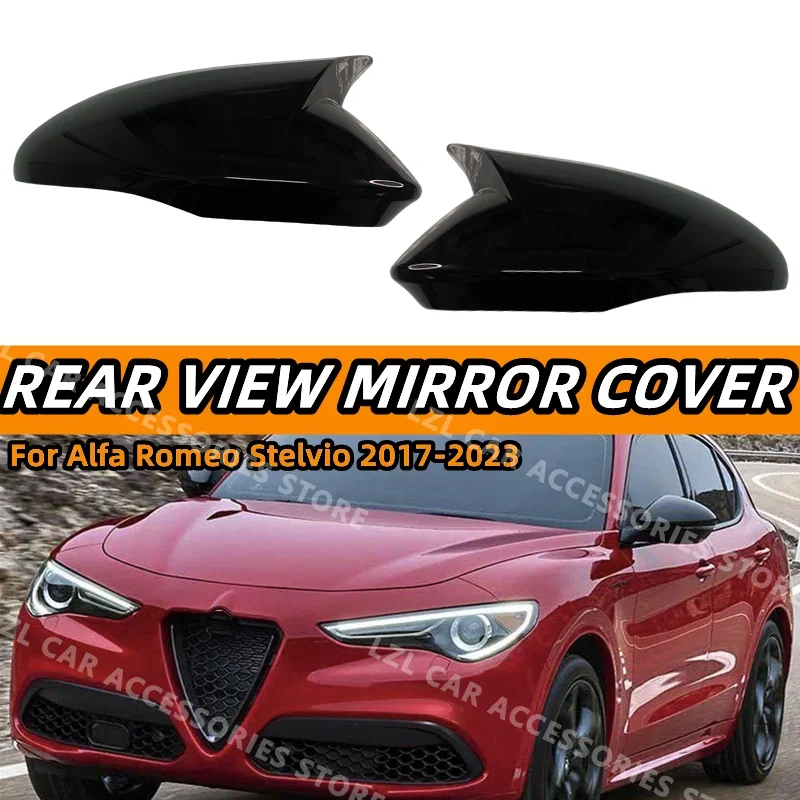 

Horn Side Wing Mirror Cover Caps For Alfa Romeo Stelvio 2017-2022 Rearview Mirror Cover Shell Case Trim Add on Car Accessories