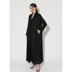 New Fashion Black Elegant Women Long Blazer Female Daily Coat Formal Ankle Length Dress jaqueta feminina